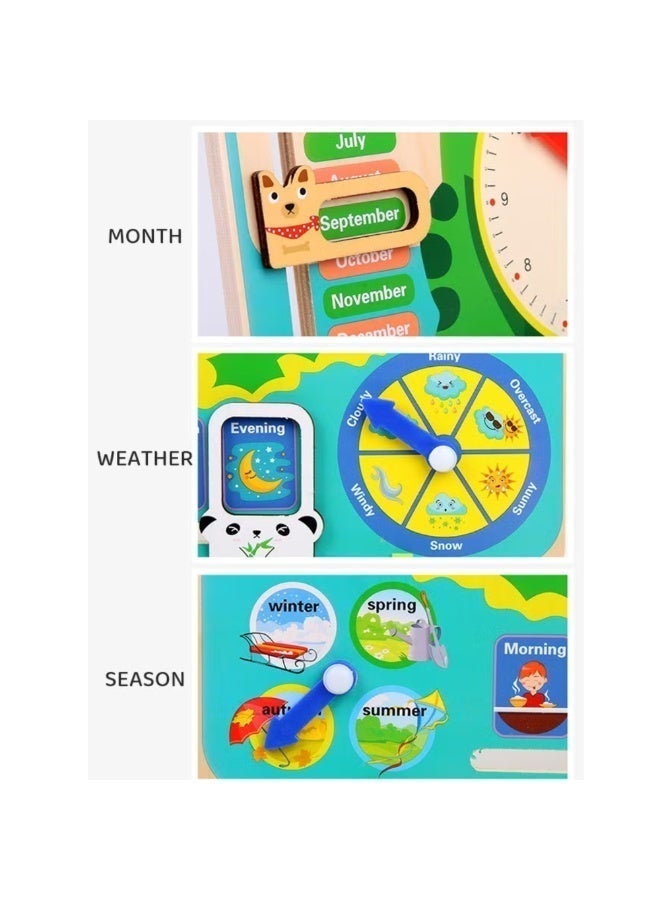 Twisoo Montessori Wooden Calendar Clock Board for .Kids – Multi-Functional Cognitive Learning Toy with Time, Date, Weather, Seasons & Months for Early Education and Brain Development (Boys & Girls) - Image 3